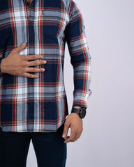 BLUE-RUST COLOR CHECKS CASUAL SHIRT