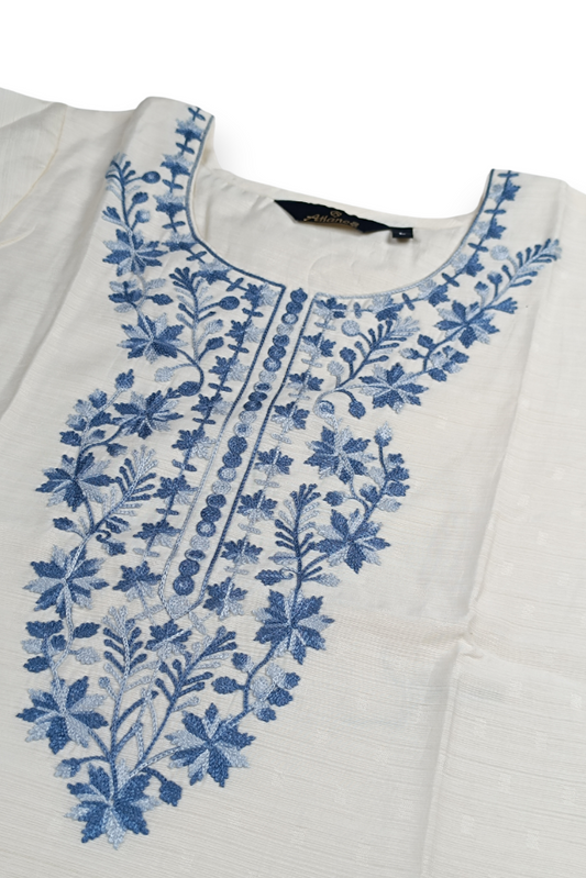 Cream Colour Straight Cut Kurti for Women 251139780