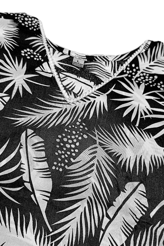 Ladies Black & White Tropical Print Kurta Set -CR-251228638