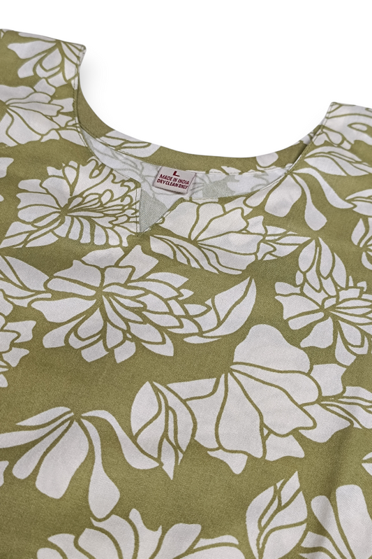Pgreen Floral Block Print Coord Set for Ladies-CR-251227880
