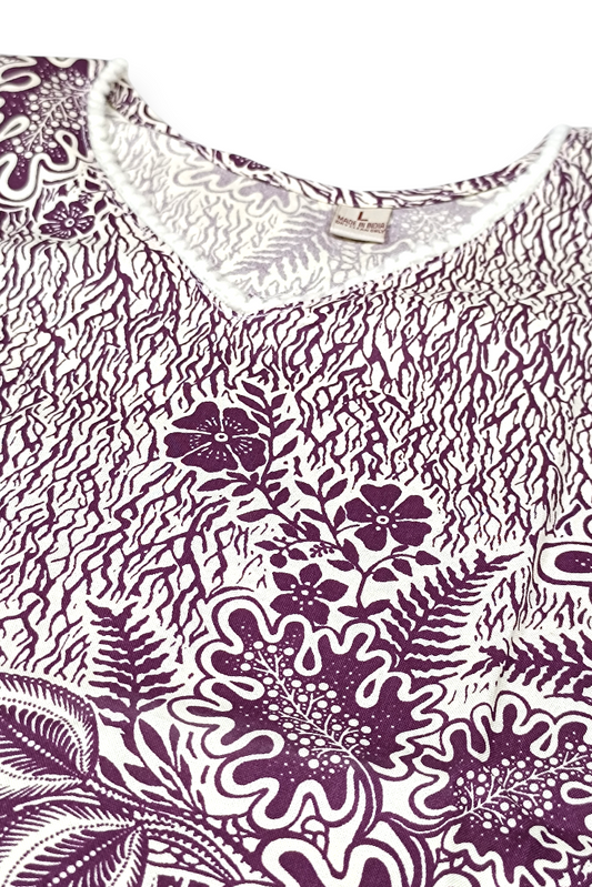 Ladies Wine & Mauve Floral Print Coord Set with Wide-Plazo-CR-251227711