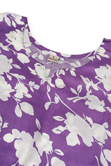 Elegant V-Neck Floral Cotton Coord Set - Lavender-251227908