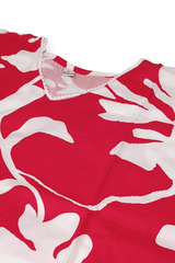 Ladies Red Floral V-Neck Coord set and Matching Plazo-CR-251228643