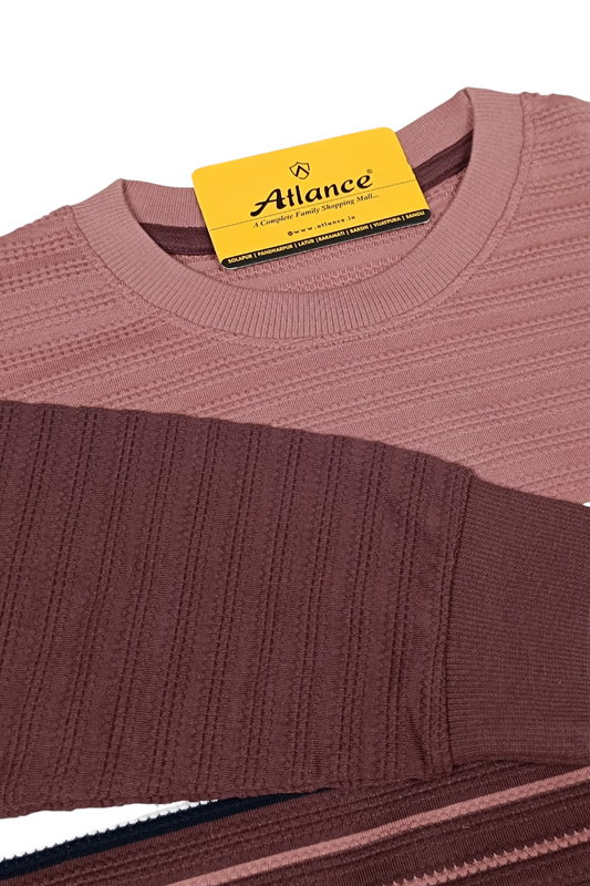 Men Onion-white Striped T-Shirt | crew Neck | Textured 251200372