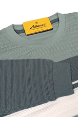 Men Pista-White Striped Crew neck T-Shirt | Textured 251200372