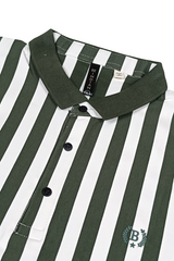 Men Green-White Vertical Striped Polo T-Shirt | Slim Fit 251181246