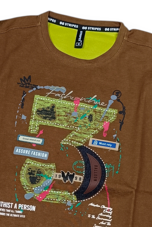 Men Khakhi Graphic Crewneck Sweatshirt ATL3063