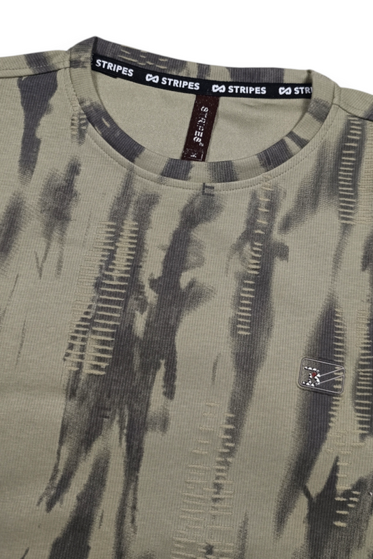Men Pista Green Tie-Dye Abstract Print Full Sleeve Sweatshirt ATL3031