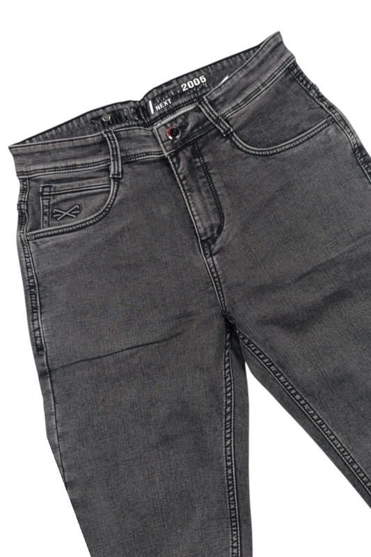 Men Carbon Grey Straight Fit Denim Jeans | Premium Washed Baggy