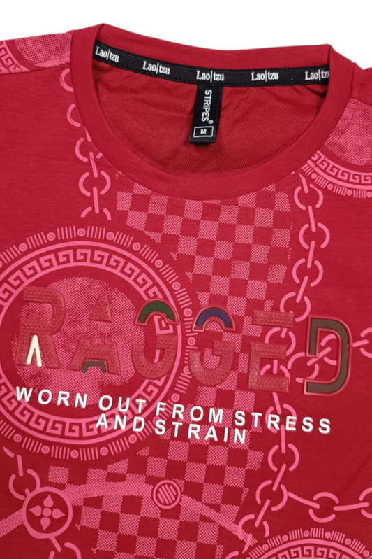 Men Red Chain Print Full Sleeve SweatShirt | RAGGED Graphic ATL3035