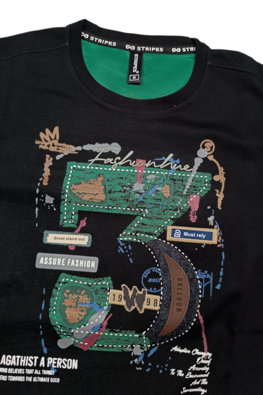Men Black Graphic Crewneck Sweatshirt ATL3063