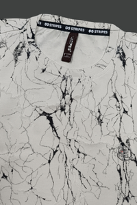 Men White Marble Print Full Sleeve Sweatshirt ATL3023