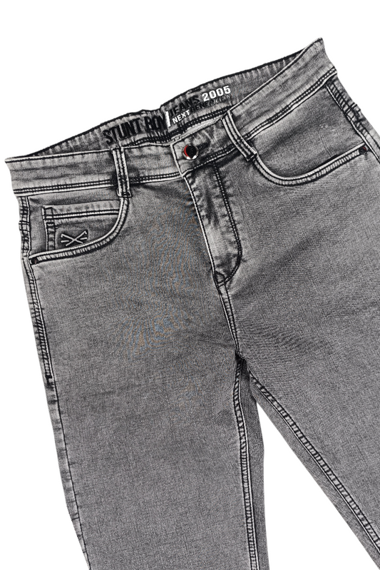 Men Light Grey Straight Fit Jeans – Casual Denim Pants Baggy