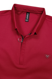Men Maroon Korean Style Zipper Neck Polo T-Shirt ATL5771