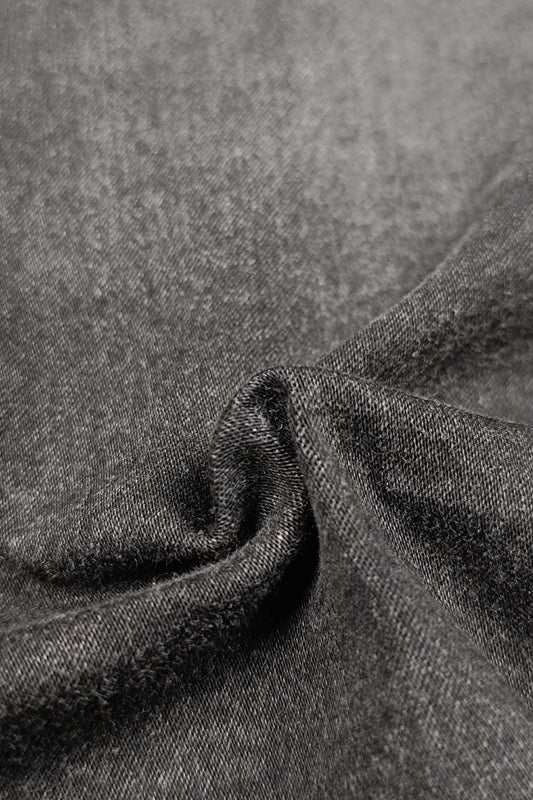 Men Casual Black Denim Shirt – Modern Stylish Fit 261055466