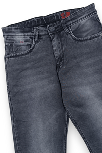 Men Grey Textured Ankle Fit Denim Jeans 9696