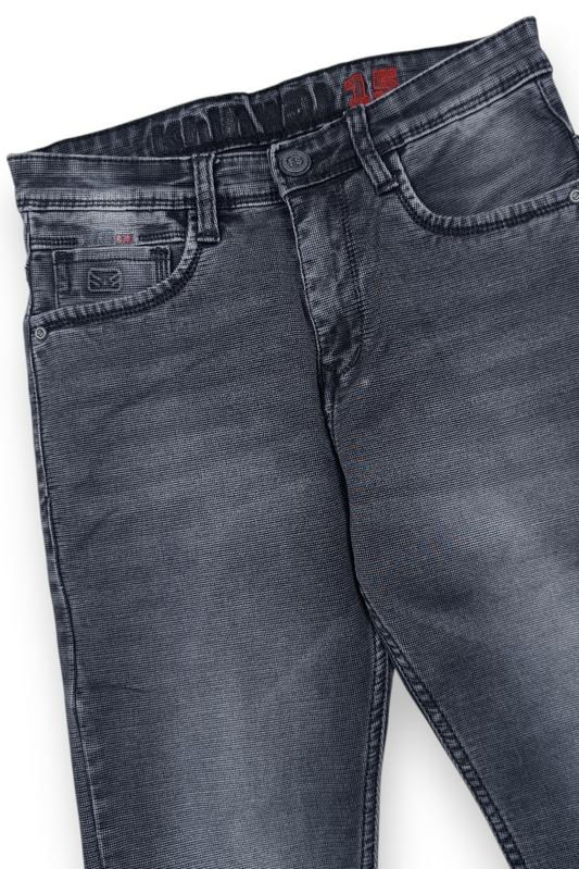Men Grey Textured Ankle Fit Denim Jeans 9696