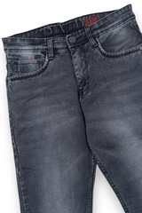 Men Grey Textured Narrow Fit Denim Jeans
