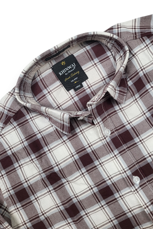 Wine White Check Shirt for Men | Casual Fit OXF-CHECKS-2