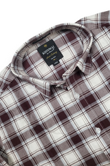 Wine White Check Shirt for Men | Casual Fit