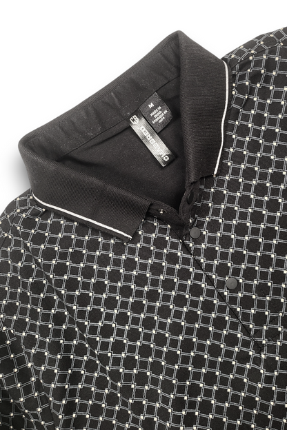 Men Black Geometric Print Polo T-Shirt | ATL6140