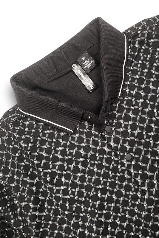Men Black Geometric Print Polo T-Shirt