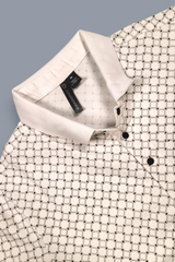 Men White Geometric Print Polo T-Shirt