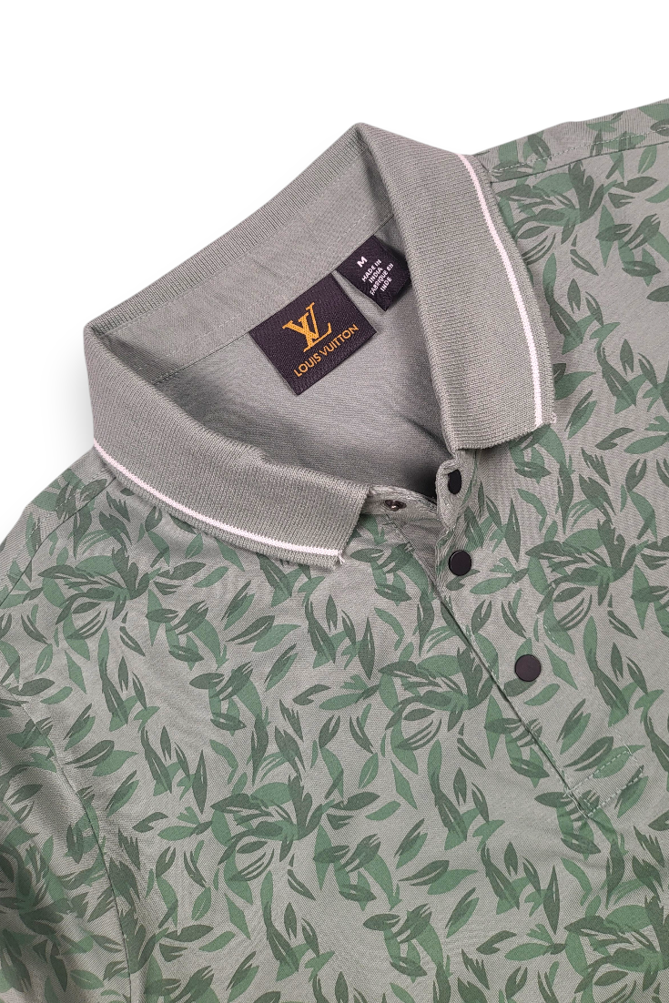 Men Pista Leaf Print Polo T-Shirt | ATL4620