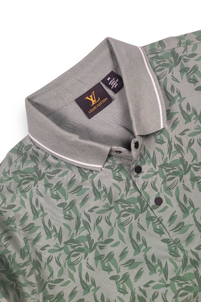 Men Pista Leaf Print Polo T-Shirt | ATL4620