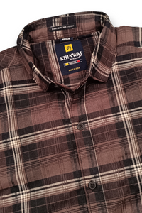 Men Coffee Checks Shirt | Casual Wear KEV-597