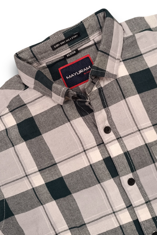 Men Green Check Casual Shirt | Daily Wear & Outing PRA-5680