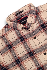 Cream Red Checks Shirt For Men - Casual Wear PRA-56800