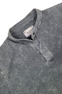 Men Pista Acid Washed Henley Neck T-Shirt - Slim Fit 305