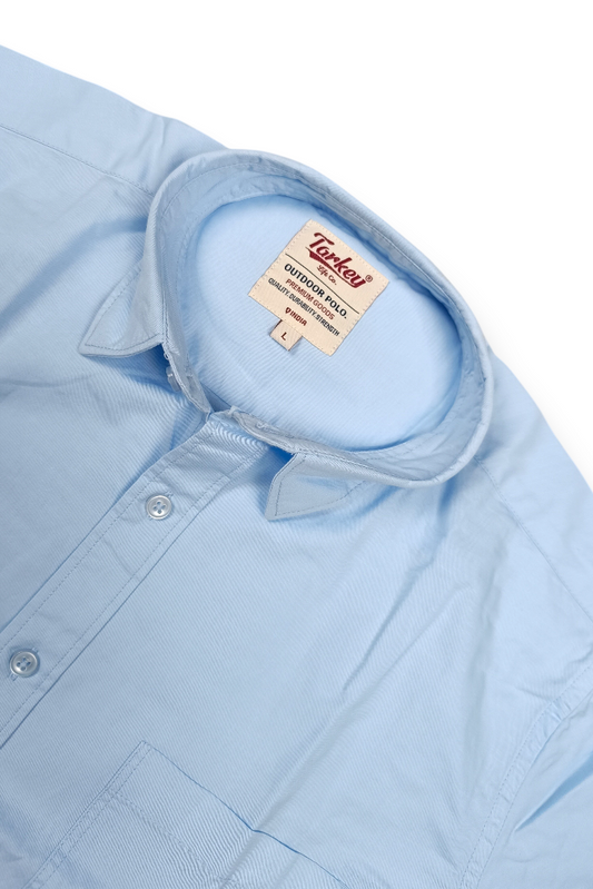 Men Solid Skyblue Premium Cotton Long Sleeve Shirt GIZA