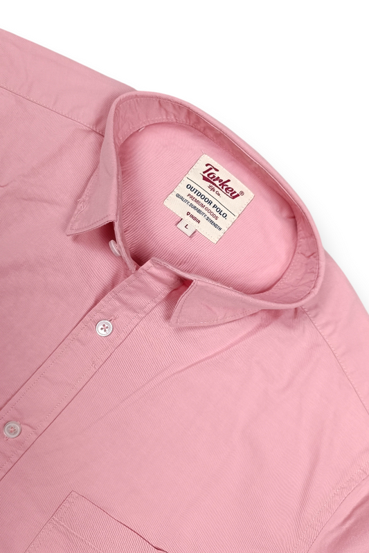 Men Solid Peach Premium Cotton Long Sleeve Shirt GIZA
