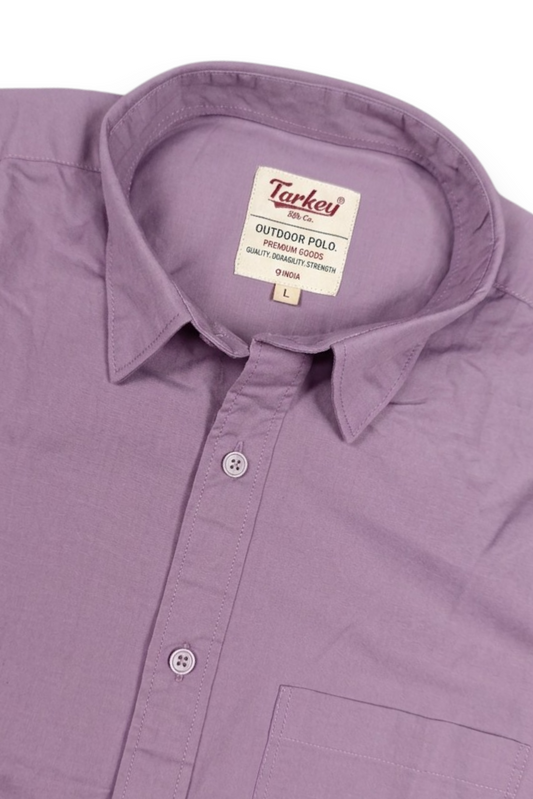 Men Solid Lavender Premium Cotton Long Sleeve Shirt GIZA