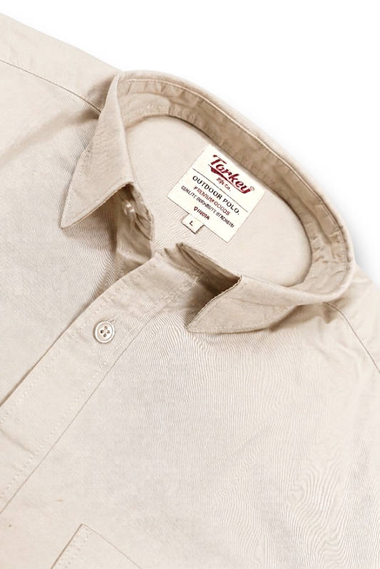 Men Solid Cream Premium Cotton Long Sleeve Shirt GIZA