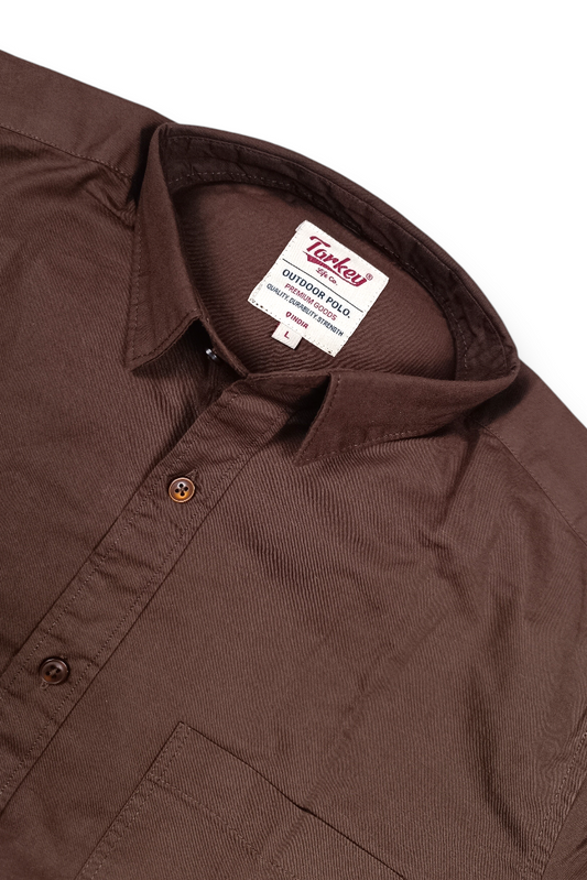 Men Solid Coffee Premium Cotton Long Sleeve Shirt GIZA