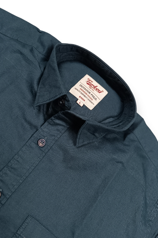 Men Solid Blue Premium Cotton Long Sleeve Shirt GIZA