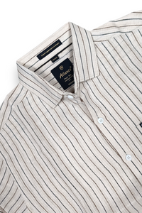 Men Cream & Black Striped Shirt - Full Sleeve SUGA-525