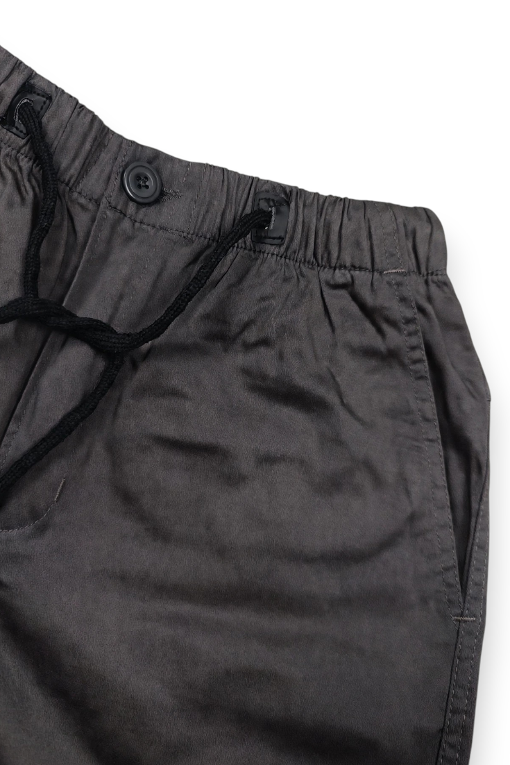 Men Charcoal Grey Cargo Jogger Pants - 6 Pocket Slim Fit P-402