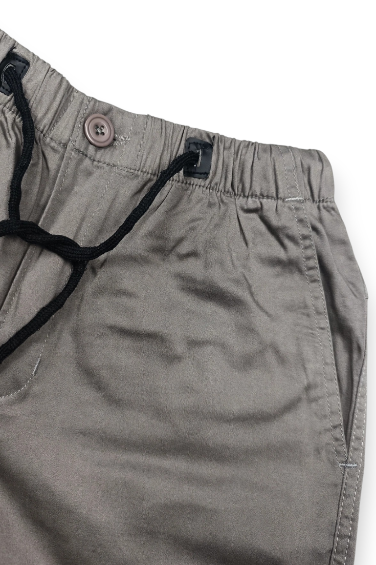 Men Grey Cargo Jogger Pants - 6 Pocket Slim Fit P-402