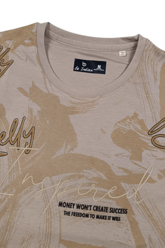 Men Beige Graphic Printed Crew Neck T-Shirt ATL80206