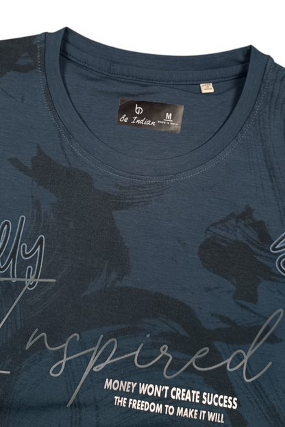 Men Blue Graphic Printed Crew Neck T-Shirt ATL80206