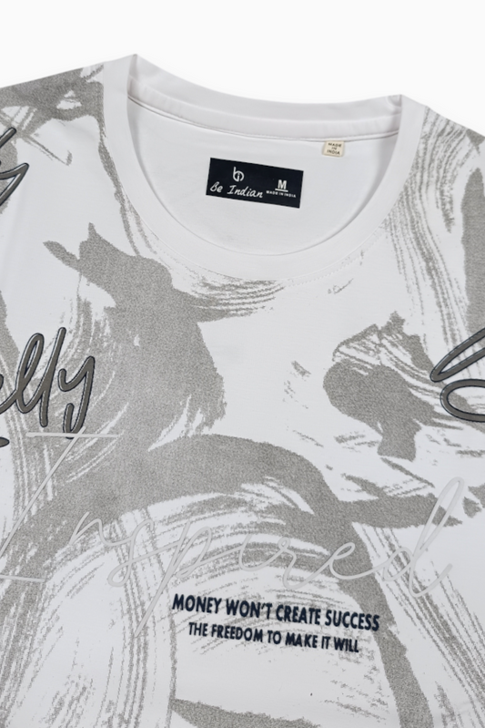 Men White Graphic Printed Crew Neck T-Shirt ATL80206