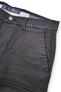 Men Black Satin-Finish Structure - Slim Fit Cotton Trousers 5127