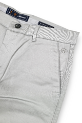 Men Grey Satin-Finish Structure - Slim Fit Cotton Trousers 5127