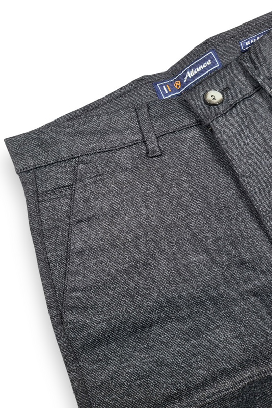 Men Narrow Fit Black Melange Structure - Textured Cotton Chinos