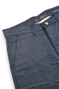 Men Narrow Fit Blue Melange Structure - Textured Cotton Chinos 5128
