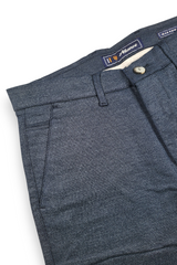 Men Narrow Fit Blue Melange Structure - Textured Cotton Chinos 5128